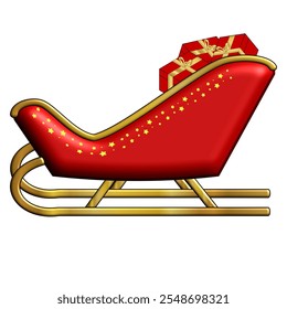 Santa claus sledge red and gold with gifts