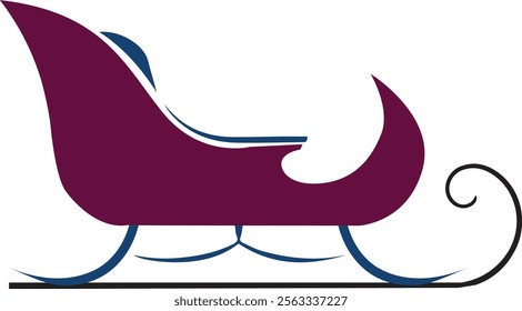 Santa Claus sledge. Santa Claus sleigh delivering children toys or gifts. Merry Christmas 2026 and New Year. illustration in flat style