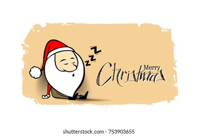 Santa Claus sleeping, Christmas vector illustration. Holiday background.