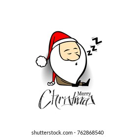 Santa Claus sleeping, Christmas vector illustration. Holiday background.