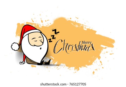 Santa Claus sleeping, Christmas vector illustration. Holiday background.