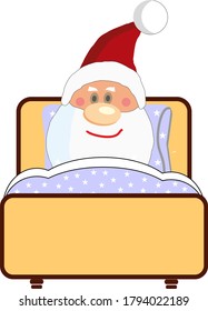 Santa Claus sleeps in bed