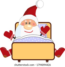 Santa Claus sleeps in bed