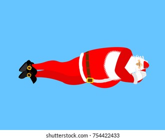 Santa Claus sleeps isolated. Rest before work. Christmas relaxation. New Year illustration
