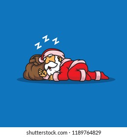 santa claus sleepy on the sack vector illustration