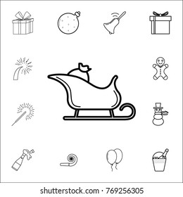 santa claus sleigh with bag christmas line. Set of Christmas and New Year icons. Signs, outline symbols collection, simple thin line icons for websites, web design, mobile app icon on white background