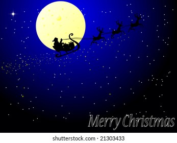 Santa claus in sleigh as christmas card