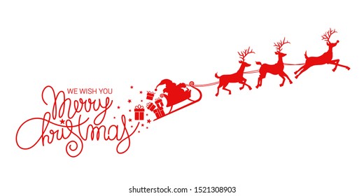 santa claus sleigh christmas red isolated background