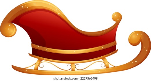 Santa claus sleigh, christmas sleigh red and gold on transparent background