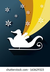 santa claus sleigh with colorful rainbow