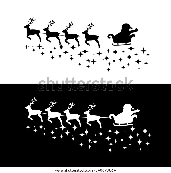 Santa Claus Sleigh Deers Flying On Stock Vector Royalty Free 340679864