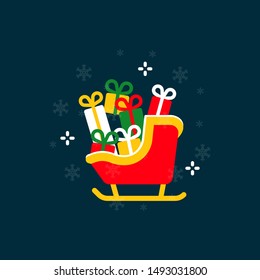 Santa Claus sleigh flat design elements,Santa Claus sleigh icon,Vector and Illustration.