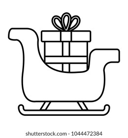 santa claus sleigh with gift