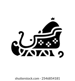 santa claus sleigh glyph icon vector. santa claus sleigh sign. isolated symbol illustration