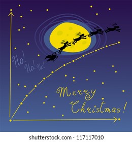 Santa Claus Sleigh And Graph Of Success.