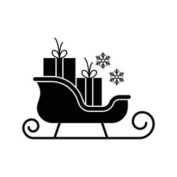 Santa Claus Sleigh Icon Design. Santa Sleigh And Reindeer Christmas Day. Isolated On White Background. Vector Illustration
