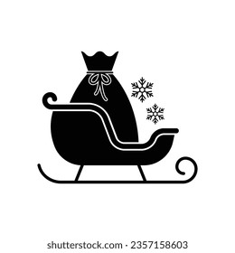 Santa claus sleigh icon design. Santa sleigh and reindeer Christmas day. isolated on white background. vector illustration
