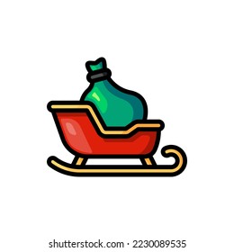 Santa Claus Sleigh Icon Filled Line Style, Reindeer, Winter, Christmas, Santa Claus, Gift, Present 64 x 64
