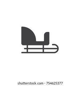 Santa Claus sleigh icon vector, filled flat sign, solid pictogram isolated on white. Winter sledge symbol, logo illustration.