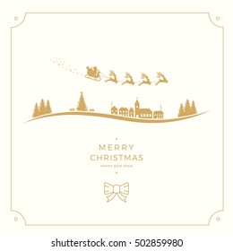 santa claus sleigh merry christmas gold card