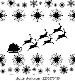 Santa Claus in a sleigh with reindeer, seamless pattern, vector illustration