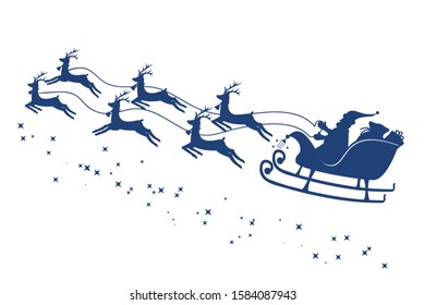 Santa Claus in a sleigh and with reindeer. Vector illustration