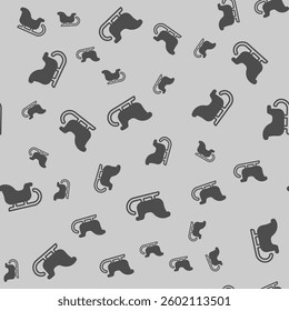 Santa Claus sleigh solid seamless pattern, happy christmas theme. Vector graphics. Sleigh for gifts transportation, delivery sign background, filled with glyphs icon