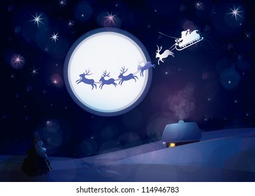 Santa Claus Sleigh, vector