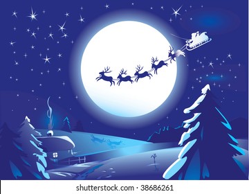  Santa Claus Sleigh, vector