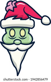 Santa Claus with slight twist vector illustration.  Funny happy face Santa Claus character. Winter celebration.