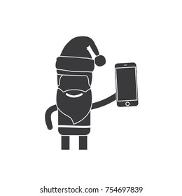 Santa Claus with a smartphone icon, vector illustration design. Christmas collection.