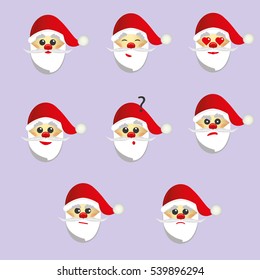 santa claus smiles set vector flat 