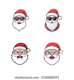 Santa Claus smiling and angry faces vector illustration