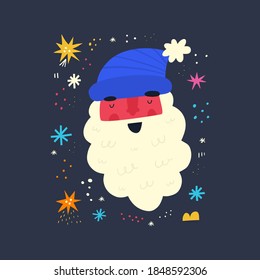 Santa Claus smiling face flat vector illustration