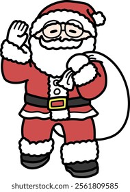 Santa Claus smiling with one hand raised