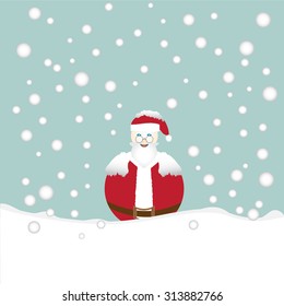 Santa Claus in snow background. Vector illustration