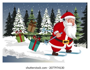 SANTA CLAUS IN THE SNOW ILLUSTRATION