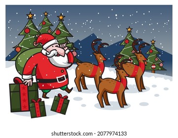 SANTA CLAUS IN THE SNOW ILLUSTRATION