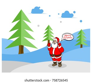 santa claus with snow mountain background