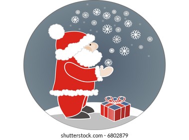 Santa Claus and snowflakes