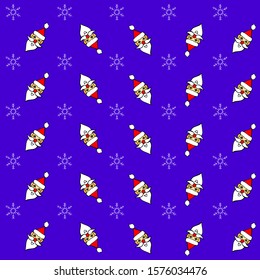 santa claus and snowflakes seamless pattern vector  on blue background.
