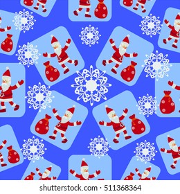 Santa Claus and snowflakes. Seamless pattern. Christmas design for tissue packaging