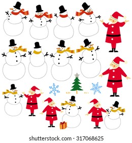 Santa Claus and snowman