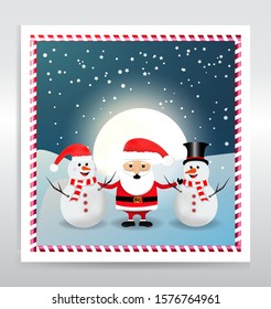 Santa Claus with snowman abstract