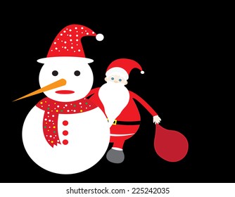 santa claus and snowman christmas card