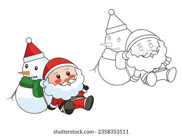 Santa Claus and Snowman Coloring Book