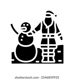 santa claus snowman glyph icon vector. santa claus snowman sign. isolated symbol illustration