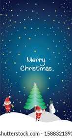 Santa Claus And Snowman, Happy Merry Christmas Greeting Vector EPS. 10