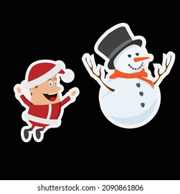 Santa Claus and snowman logo , simple and clean