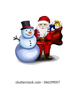 Santa Claus and snowman, pleasant  festive
